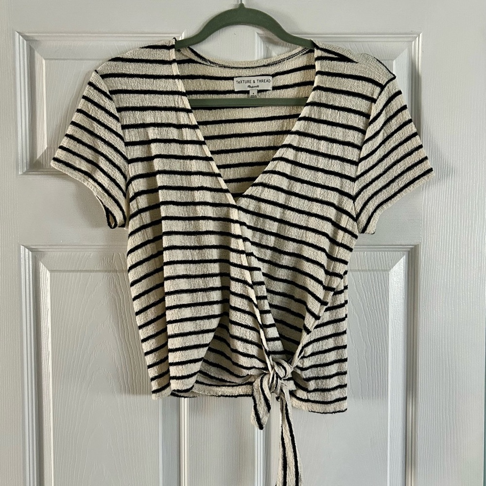 Madewell Navy and cream Striped Women's Top